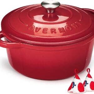 Overmont 5L Enamelled Cast Iron Casserole Dish – Versatile & Durable Dutch Oven