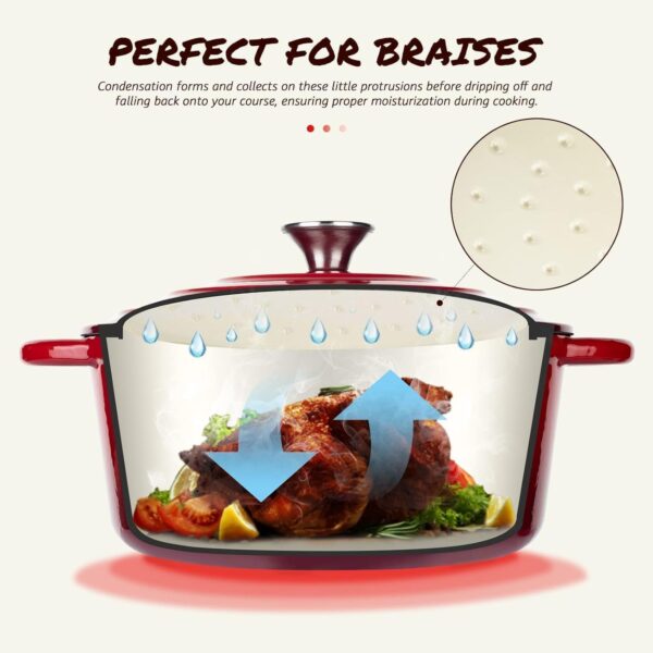 Overmont 5L Enamelled Cast Iron Casserole Dish – Versatile & Durable Dutch Oven - Image 5